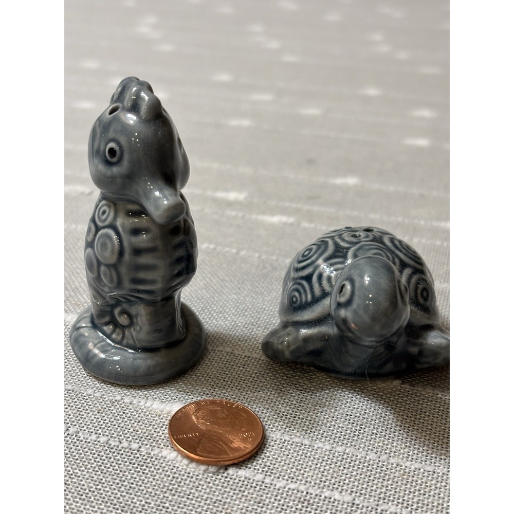 Salt & Pepper Shakers, Seahorse & Turtle, Beach Coastal Never Filled